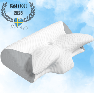 Hvila™ ergonomisk nackkudde i memory foam för bättre sömn, Bäst i test 2025, avslappnad och smärtfri sömn.